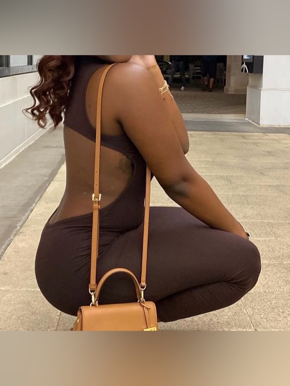 Women’s Brown Backless Maxi Dress